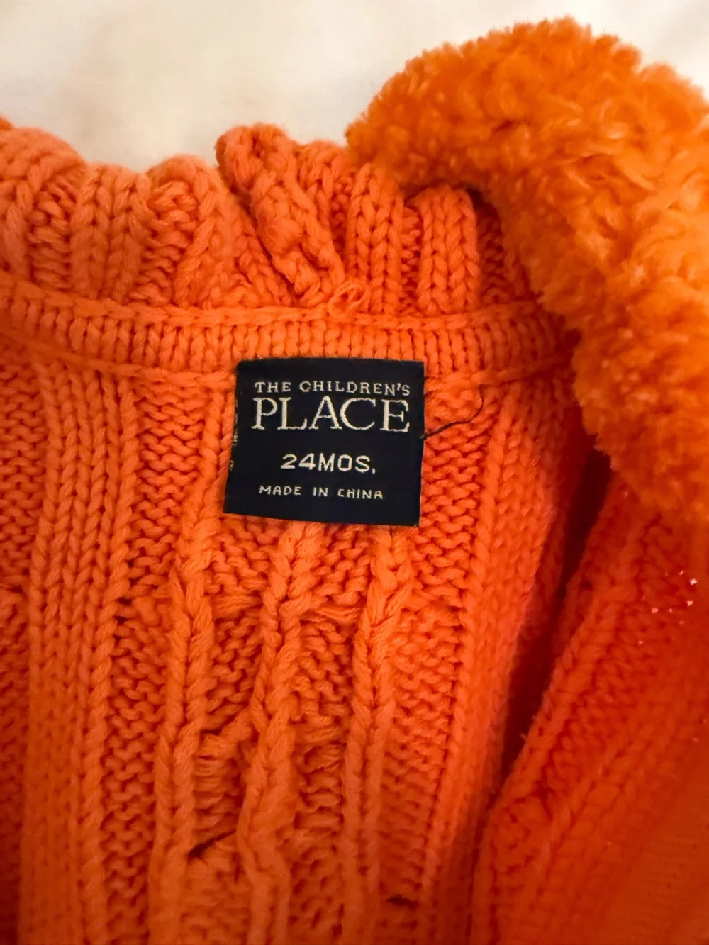 The Children's Place Orange Cable Knit Hooded Vest